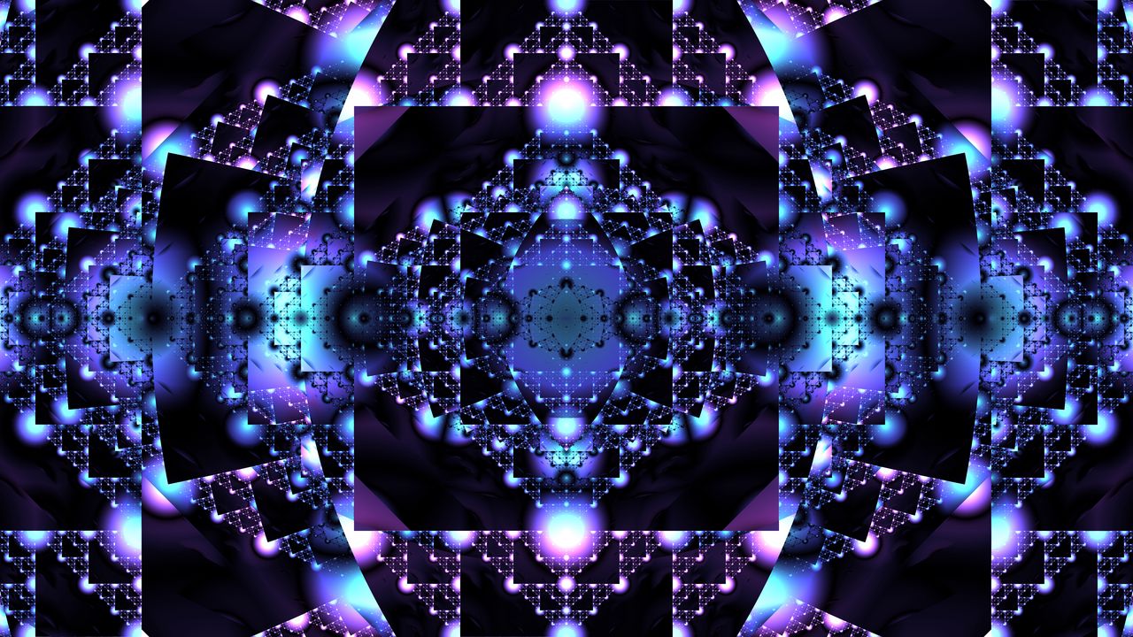 Wallpaper fractal, square, pattern, glow, geometry