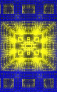 Preview wallpaper fractal, squares, shapes, glow, blue, yellow, abstraction