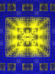 Preview wallpaper fractal, squares, shapes, glow, blue, yellow, abstraction
