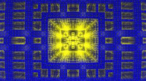 Preview wallpaper fractal, squares, shapes, glow, blue, yellow, abstraction