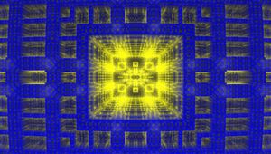 Preview wallpaper fractal, squares, shapes, glow, blue, yellow, abstraction