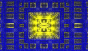 Preview wallpaper fractal, squares, shapes, glow, blue, yellow, abstraction