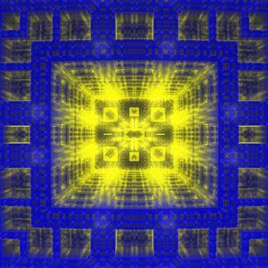 Preview wallpaper fractal, squares, shapes, glow, blue, yellow, abstraction