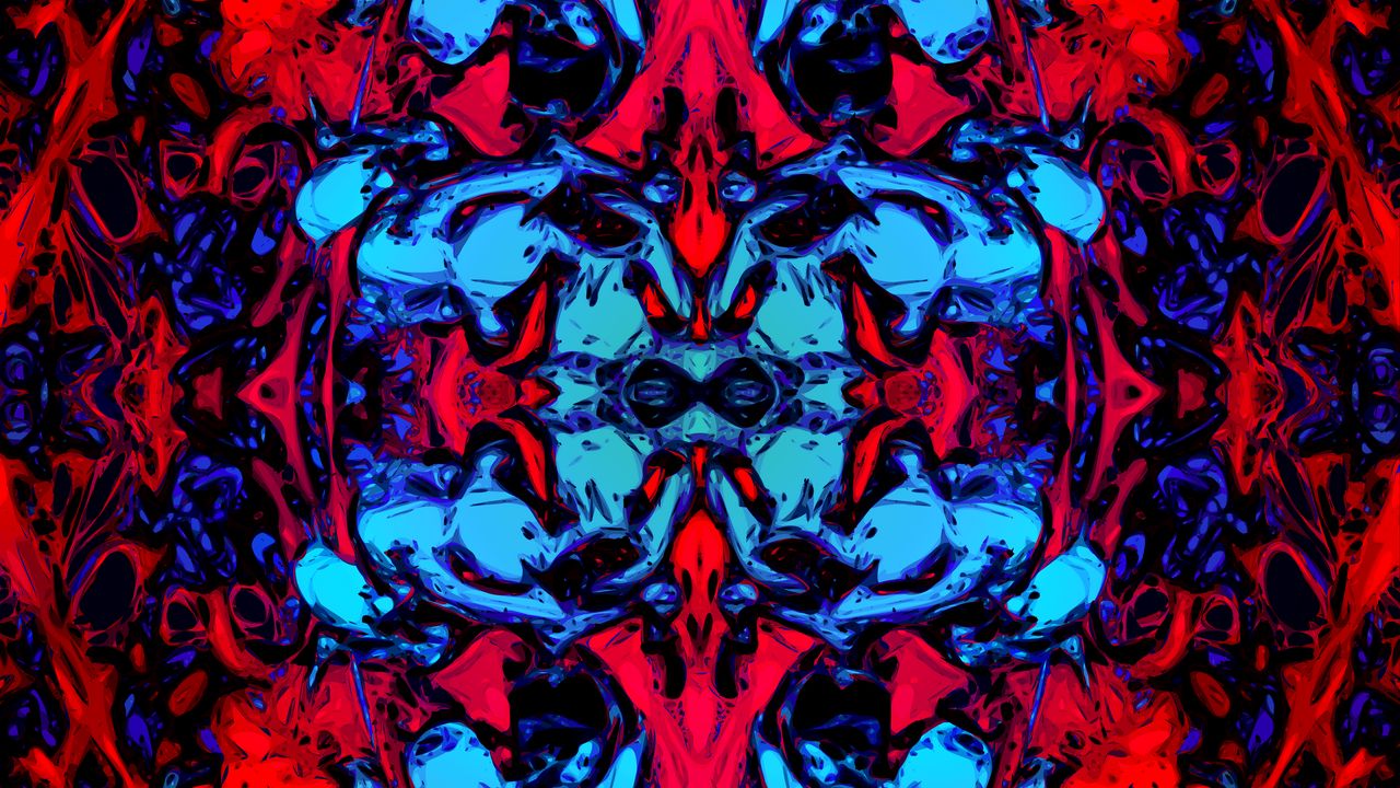 Wallpaper fractal, stains, abstraction, red, blue