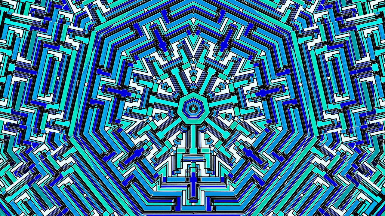 Wallpaper fractal, stripes, pattern, blue, abstraction