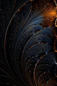 Preview wallpaper fractal, structure, shine, dark, blue, golden