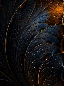 Preview wallpaper fractal, structure, shine, dark, blue, golden
