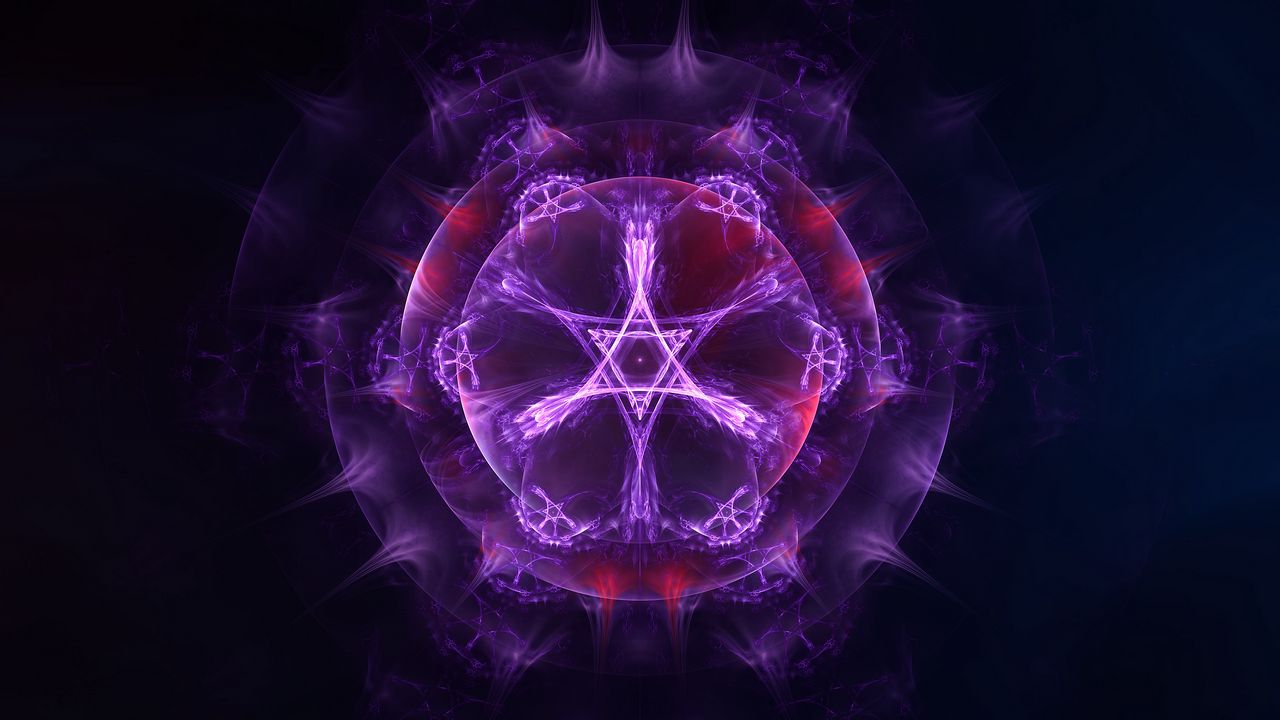 Wallpaper fractal, symbol, abstraction, purple, glow