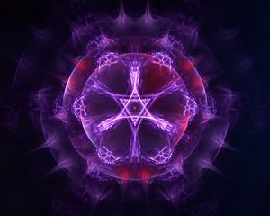 Preview wallpaper fractal, symbol, abstraction, purple, glow