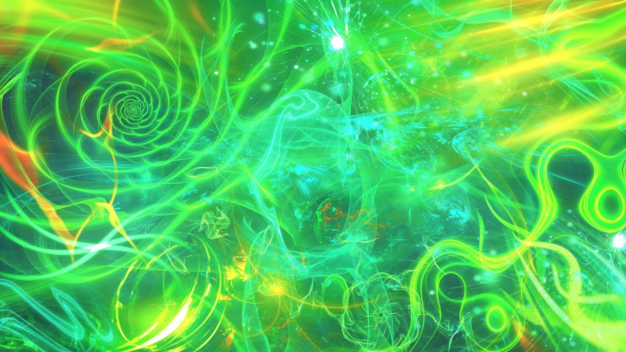Wallpaper fractal, tangled, bright, green, abstraction