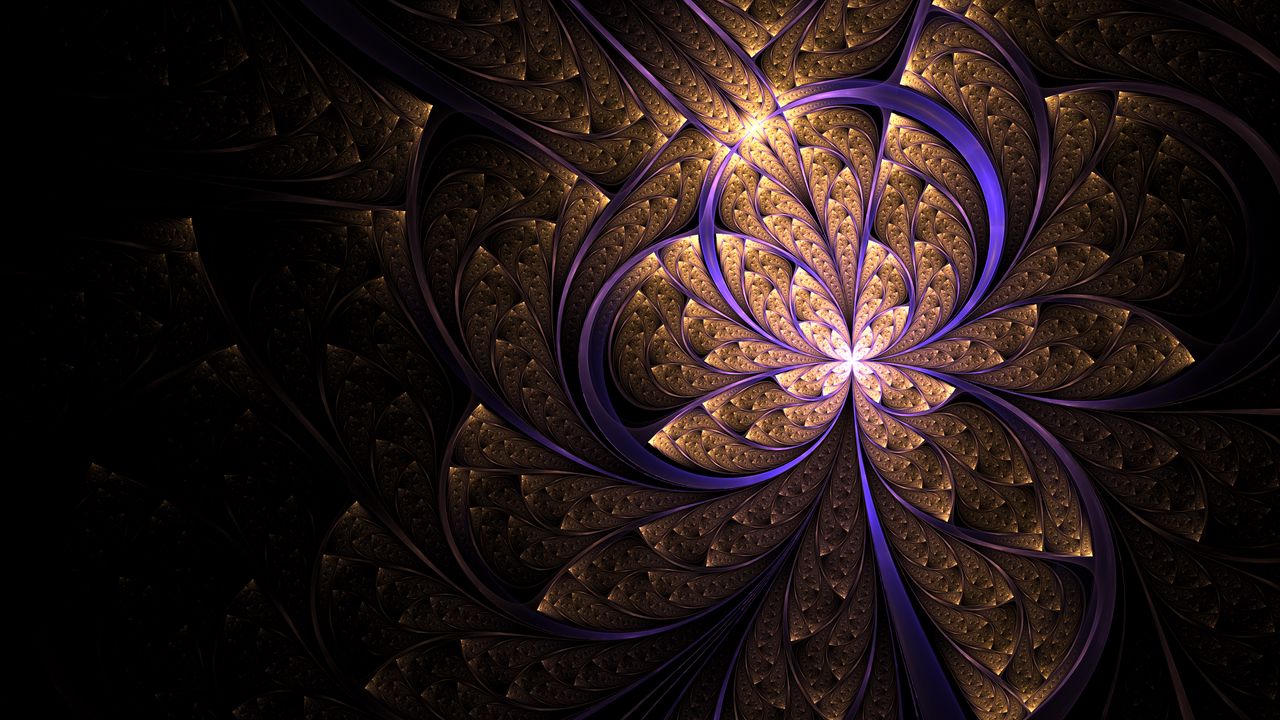 Wallpaper fractal, tangled, glow, abstraction, digital