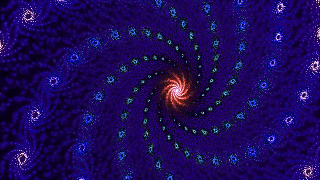 Wallpaper fractal, vortex, twisted, blue, glow