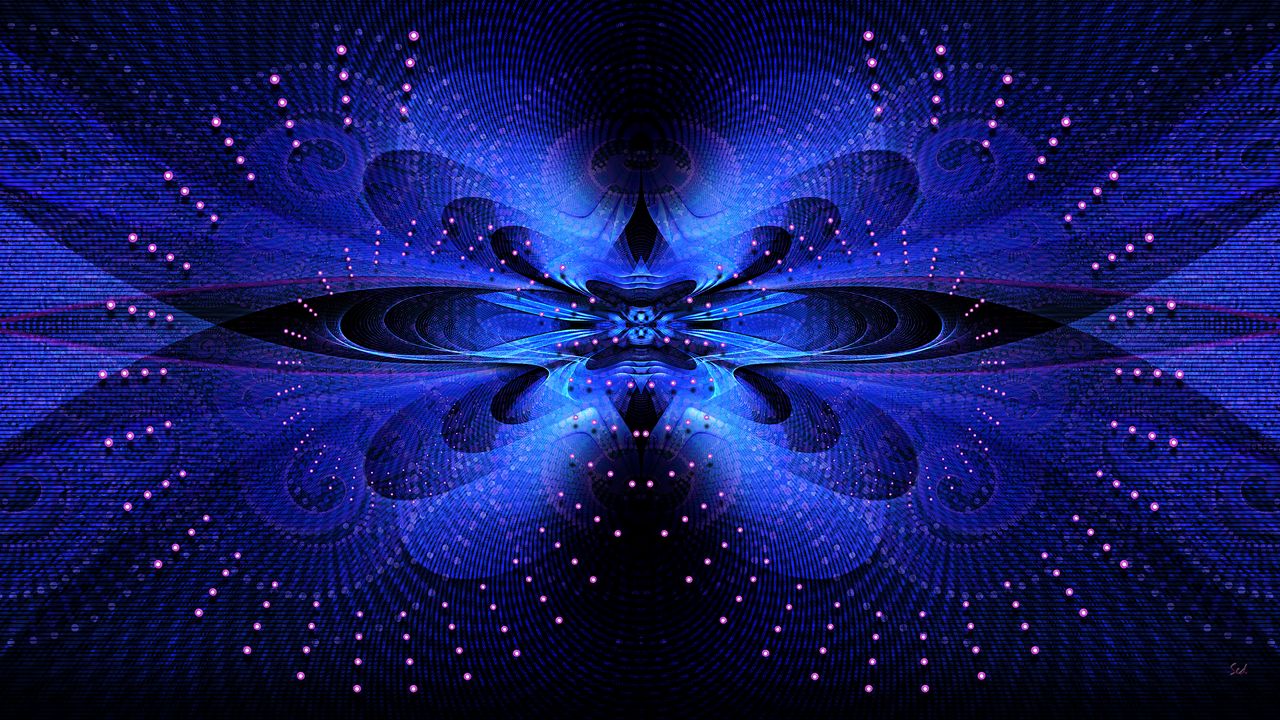 Wallpaper fractal, waves, pattern, abstraction, blue