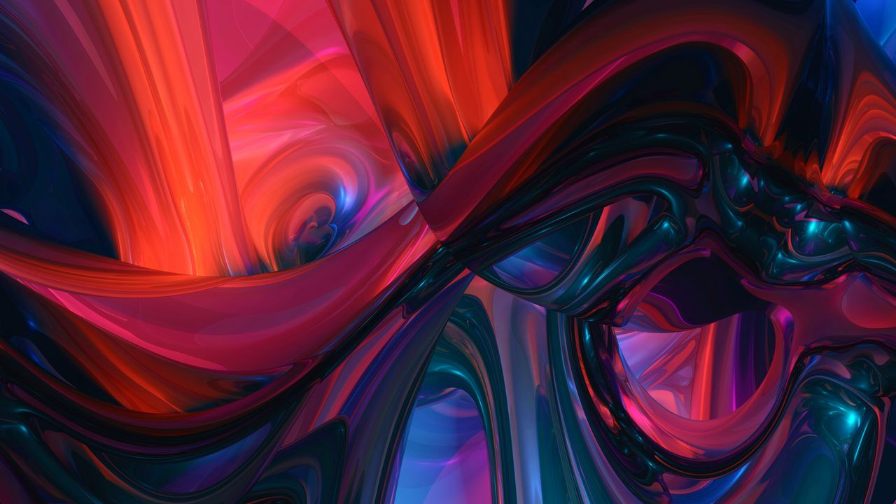 Wallpaper fractal, wavy, tangled, colorful, abstraction