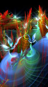 Preview wallpaper fractal, wings, smoke, multicolored, bright