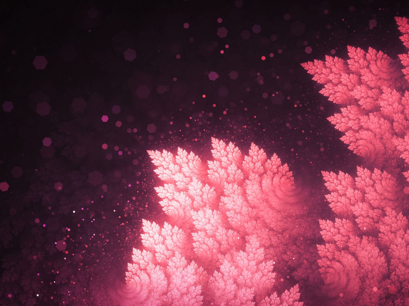 1400x1050 Wallpaper fractals, leaves, abstraction, pink