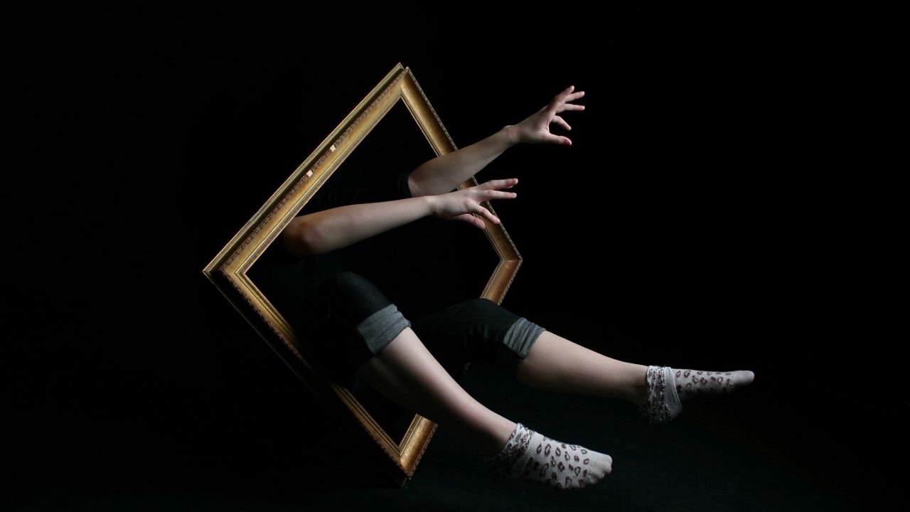 Wallpaper frame, hands, human, leg, improvisation, imagination, surrealism