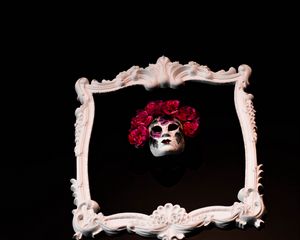 Preview wallpaper frame, mask, flowers, black