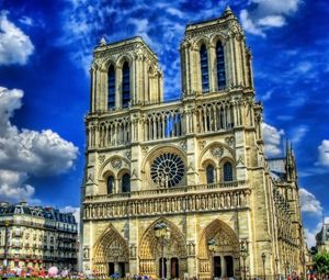 Preview wallpaper france, square, cathedral, sky, hdr