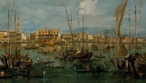 Preview wallpaper francesco guardi, venice from the bacino di san marco, oil, canvas, baroque