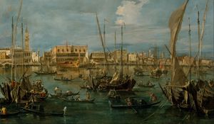 Preview wallpaper francesco guardi, venice from the bacino di san marco, oil, canvas, baroque