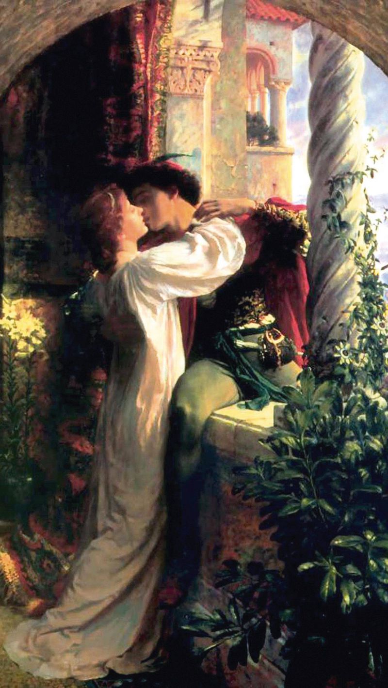 Download wallpaper 800x1420 frank dicksee, romeo and juliet, kiss, art ...