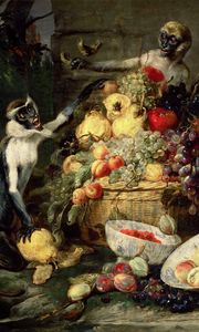 Preview wallpaper frans snyders, monkeys stealing fruit, picture, baroque, flanders