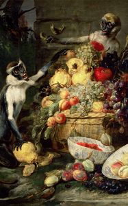 Preview wallpaper frans snyders, monkeys stealing fruit, picture, baroque, flanders