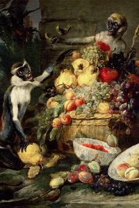 Preview wallpaper frans snyders, monkeys stealing fruit, picture, baroque, flanders