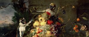 Preview wallpaper frans snyders, monkeys stealing fruit, picture, baroque, flanders