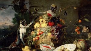 Preview wallpaper frans snyders, monkeys stealing fruit, picture, baroque, flanders