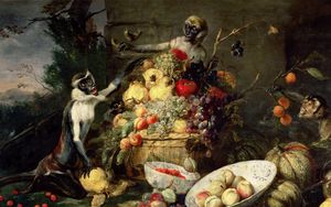 Preview wallpaper frans snyders, monkeys stealing fruit, picture, baroque, flanders