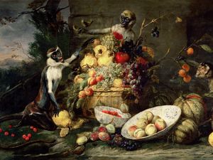 Preview wallpaper frans snyders, monkeys stealing fruit, picture, baroque, flanders