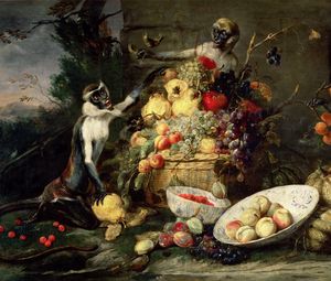 Preview wallpaper frans snyders, monkeys stealing fruit, picture, baroque, flanders