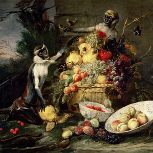 Preview wallpaper frans snyders, monkeys stealing fruit, picture, baroque, flanders