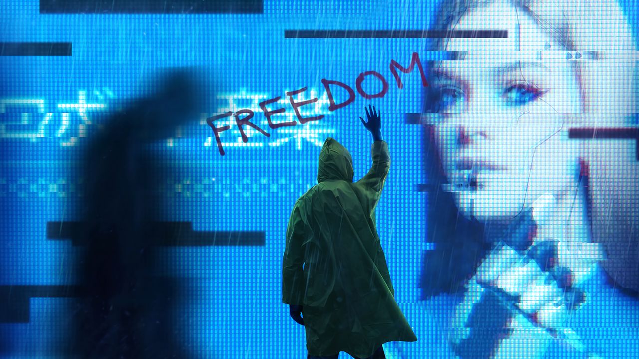 Wallpaper freedom, loneliness, art, inscription, hood, back