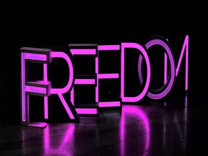 Preview wallpaper freedom, neon, inscription, purple