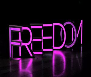 Preview wallpaper freedom, neon, inscription, purple