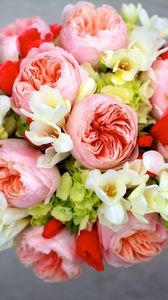 Preview wallpaper freesia, peonies, flowers, bouquet