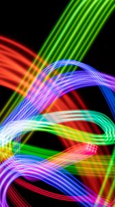 Preview wallpaper freezelight, neon, multicolored, lines, winding