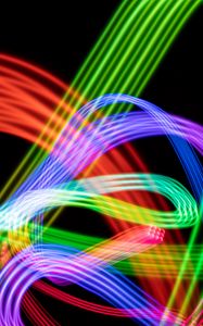 Preview wallpaper freezelight, neon, multicolored, lines, winding