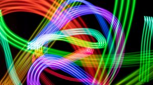 Preview wallpaper freezelight, neon, multicolored, lines, winding