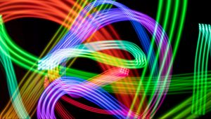 Preview wallpaper freezelight, neon, multicolored, lines, winding