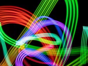 Preview wallpaper freezelight, neon, multicolored, lines, winding