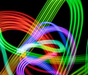 Preview wallpaper freezelight, neon, multicolored, lines, winding