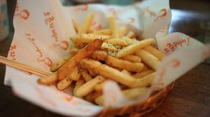 Preview wallpaper french fries, appetizing, greens