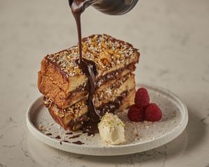 Preview wallpaper french toast, toast, chocolate, dessert, food