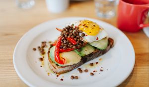 Preview wallpaper fried eggs, sandwich, avocado, breakfast