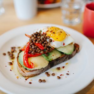 Preview wallpaper fried eggs, sandwich, avocado, breakfast