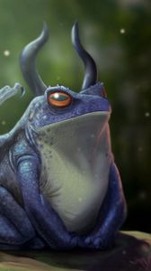 Preview wallpaper frog, dragon, horns, art